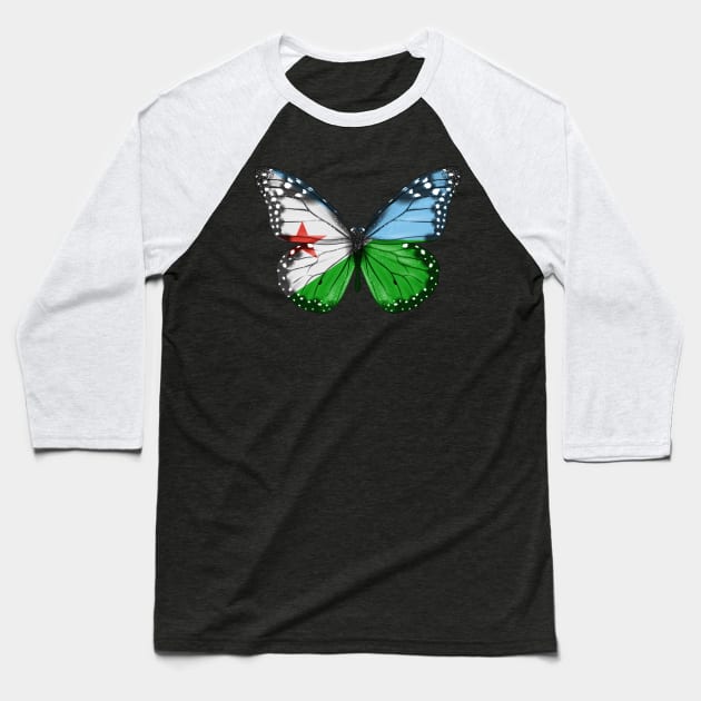 Djiboutian Flag  Butterfly - Gift for Djiboutian From Djibouti Baseball T-Shirt by Country Flags